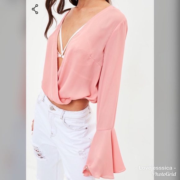 Missguided Tops - Missguided Rose bell sleeve top